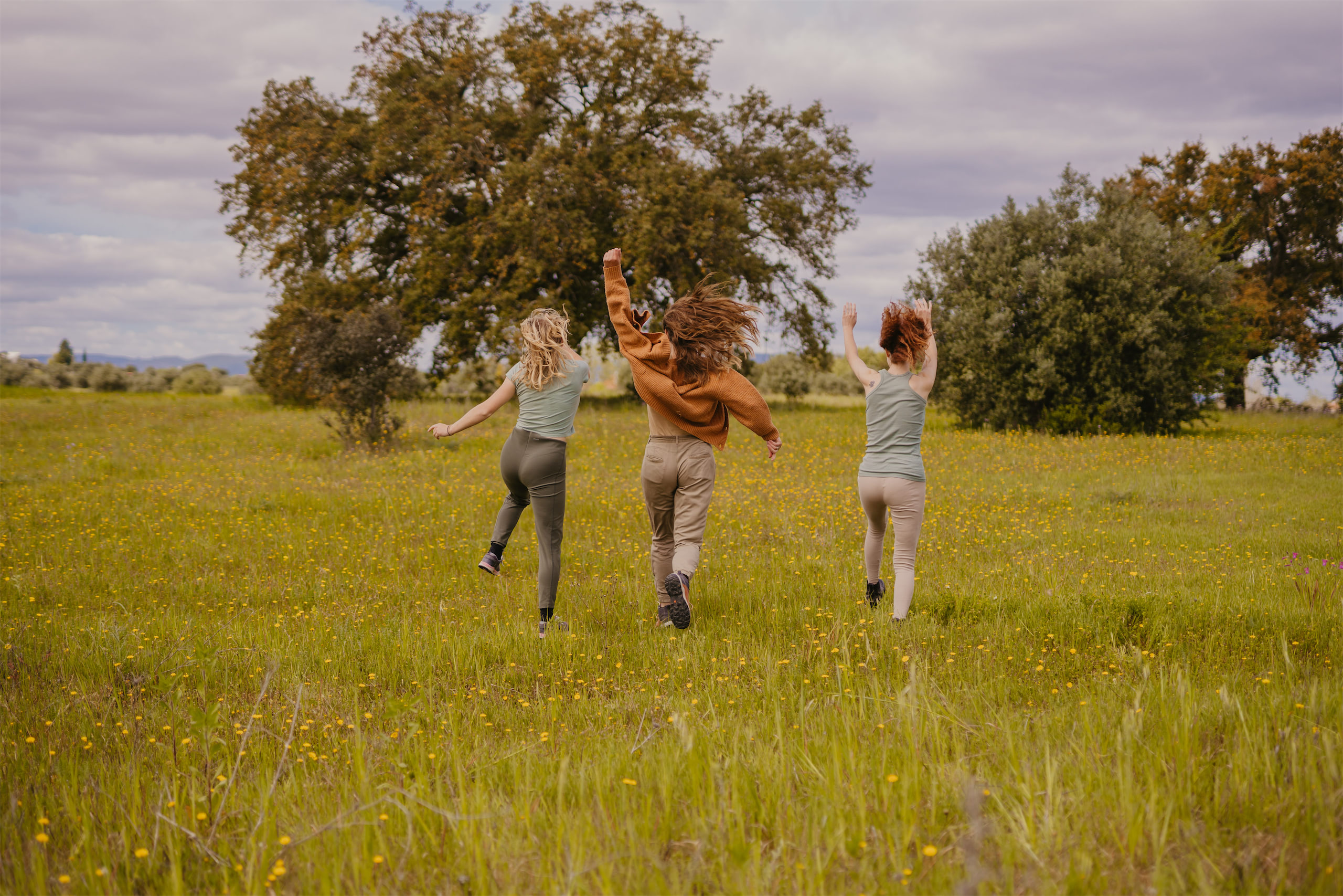 ladies having fun by the field