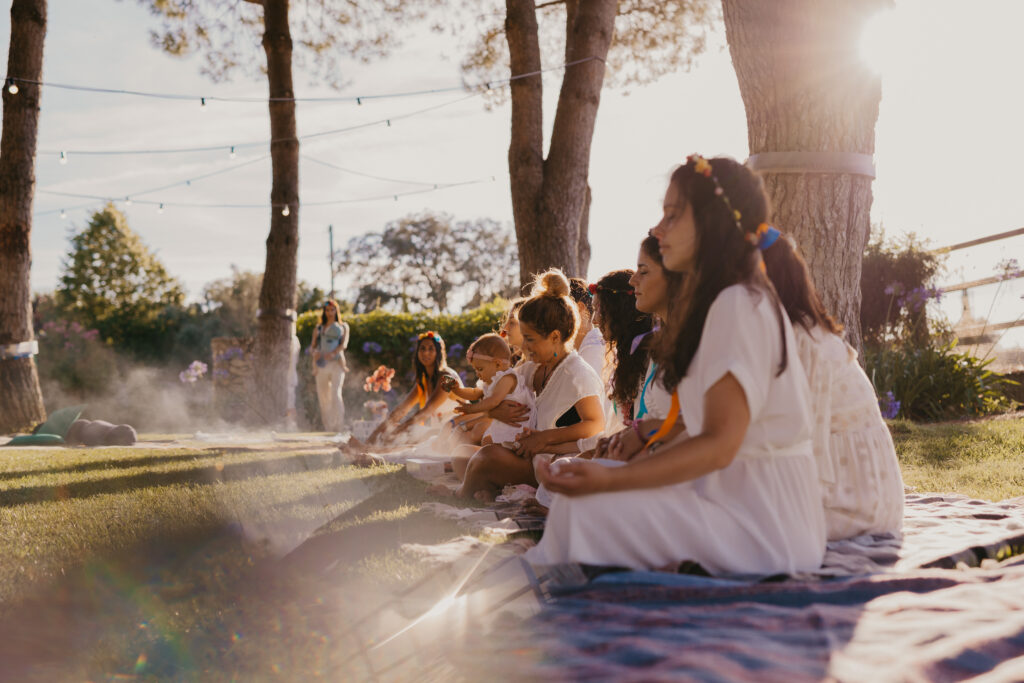 group of people meditating